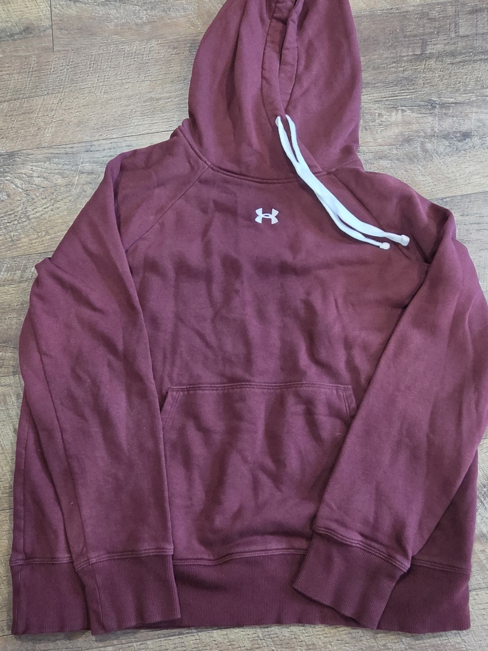 Under Armour Maroon Hoodie with White Drawcords and Logo